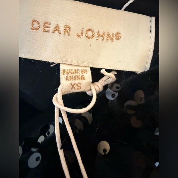 DEAR JOHN BLACK SEQUIN LONG SLEEVE MINI DRESS XS NWT - Picture 3 of 11